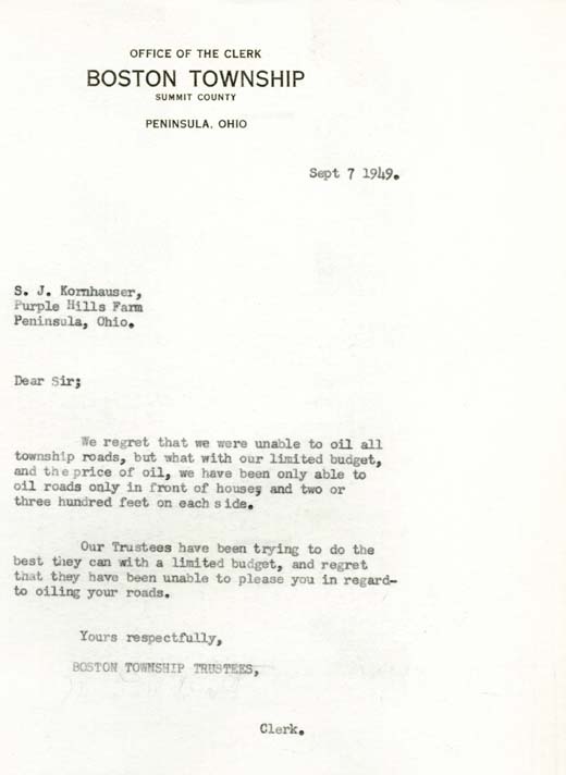 Township letter - oiling Stine Road a.JPG